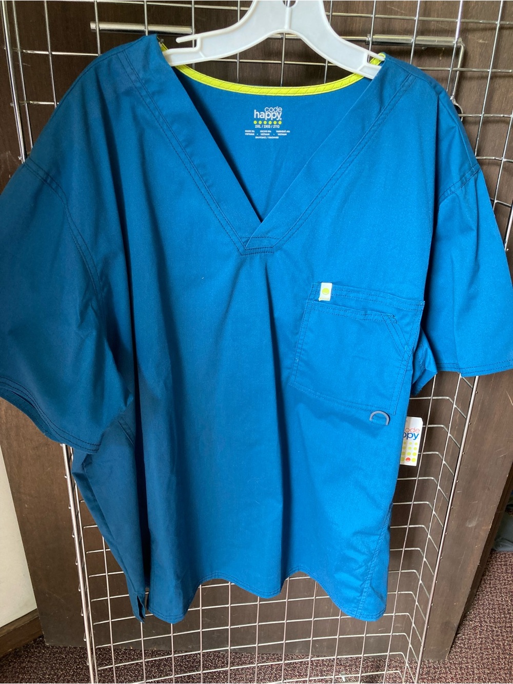Men’s Code Happy Scrub Top 2XL, Caribbean Blue NWT